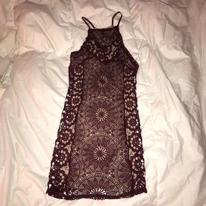 Francesca’s maroon form fitting dress